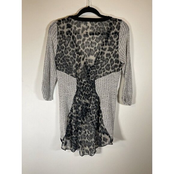 JULI’S CLOSET 3/4 Sleeve Womens Cardigan Sweater Black/Gray Leopard Print Size L - Picture 2 of 6